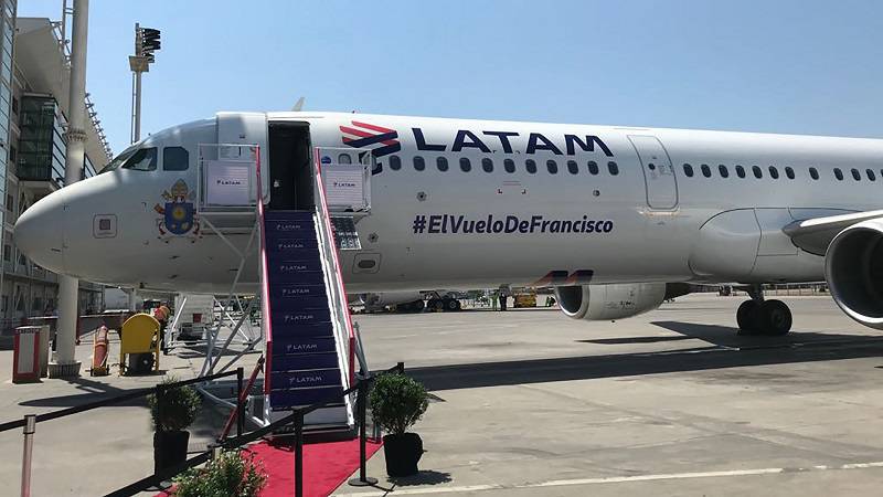 Latam Airlines apresentou a aeronave oficial que transportará o Papa Francisco