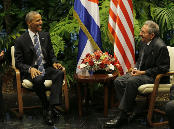 Raúl recebeu o presidente Obama no Palácio da Revolução