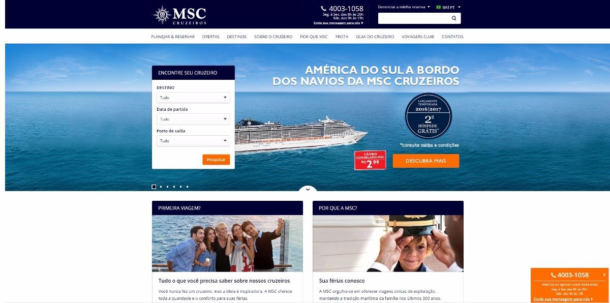   MSC Cruzeiros lança novo site